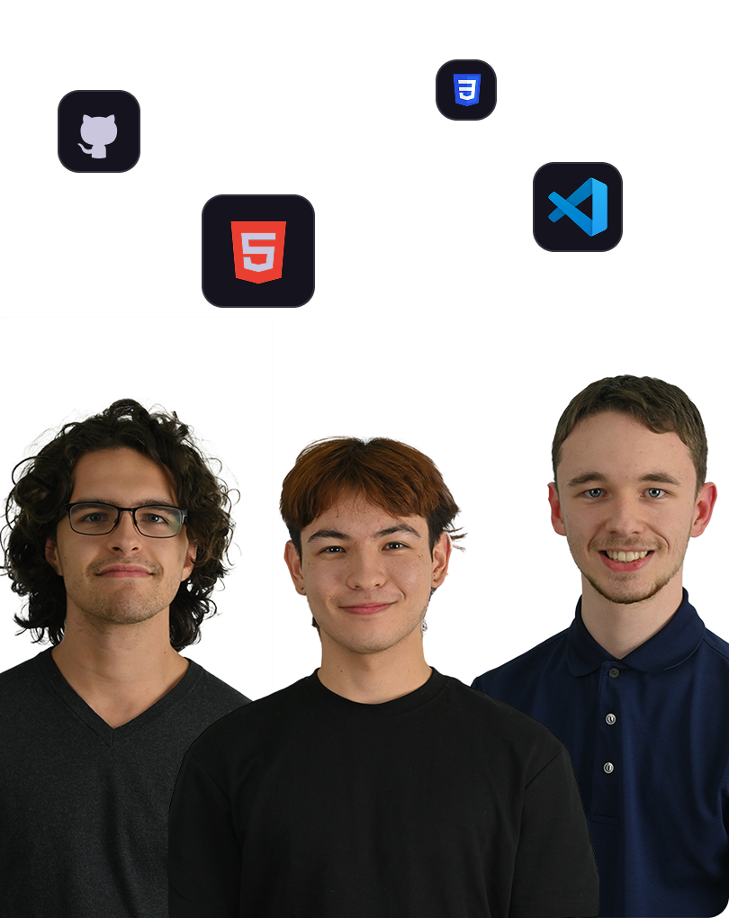 Photo de Mathieu Thérien, Mathieu Beauregard et Antoine Labarre étudiants en TIM